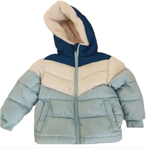 Swiss Tech Girls Warm Winter Jacket with White Soft Fuzzy‎ Interior Blue White - Picture 1 of 5